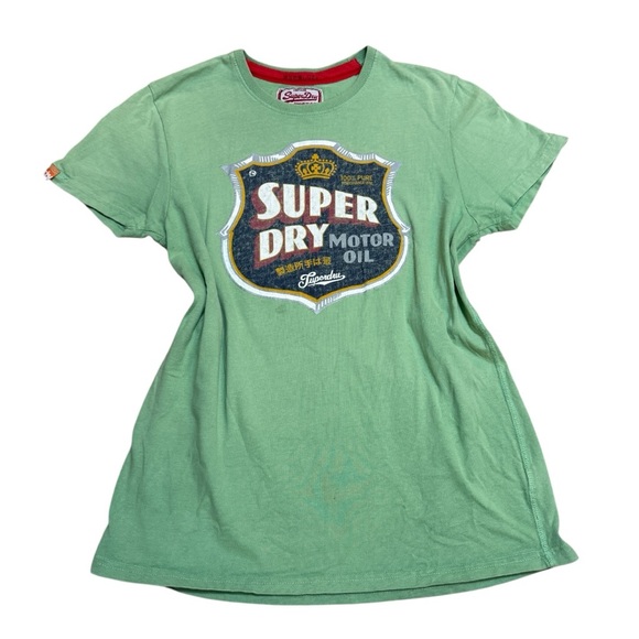 Superdry Vintage Green Motor Oil Logo Tee - Picture 2 of 6